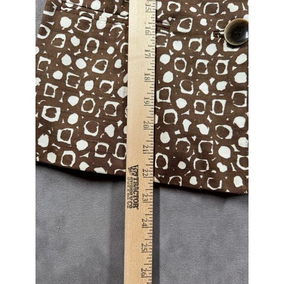 Lafayette 148 Blazer Women's Size 4 Brown Ivory Jacket 3/4 Sleeve Button Cotton - Picture 4 of 11